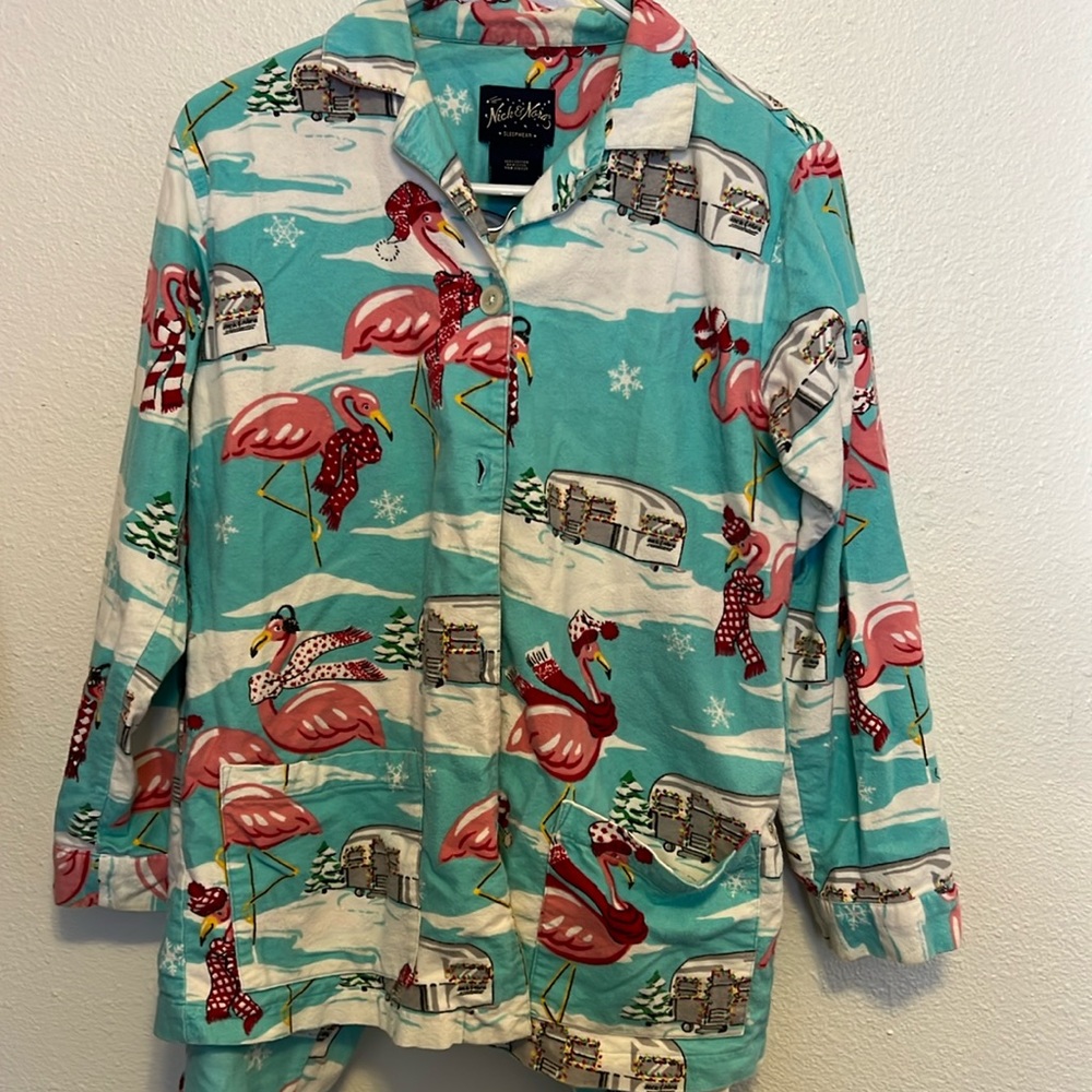 Nick & Nora Sleepwear. Size small. Camper and Flamingos